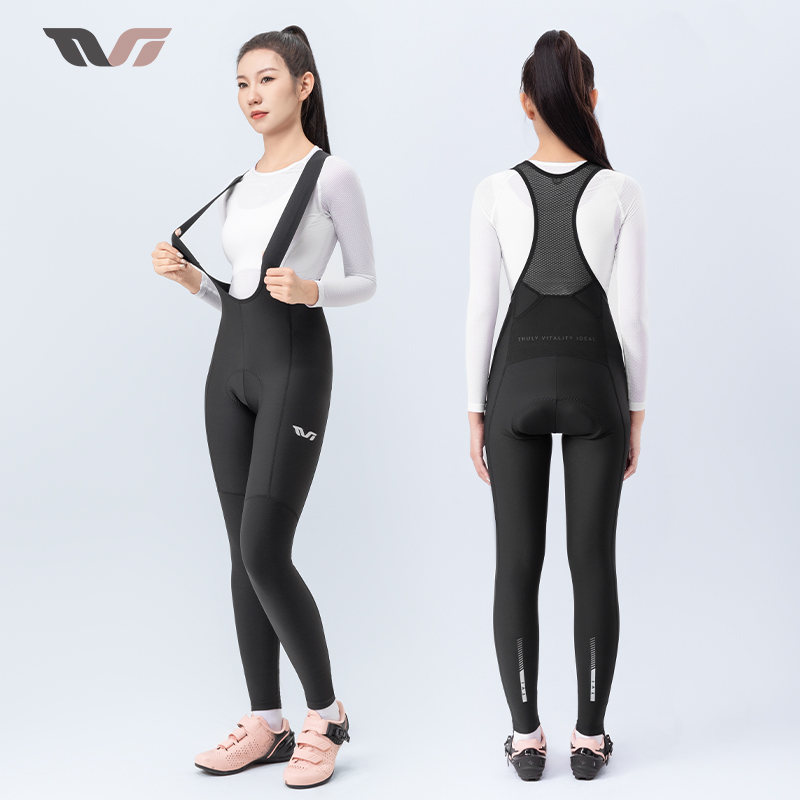 ROCKBROS Women Bicycle Bib Pants Winter Autumn Fleece Warm Bike Long Pants Sportswear Female MTB Road Cycling Tights Trousers