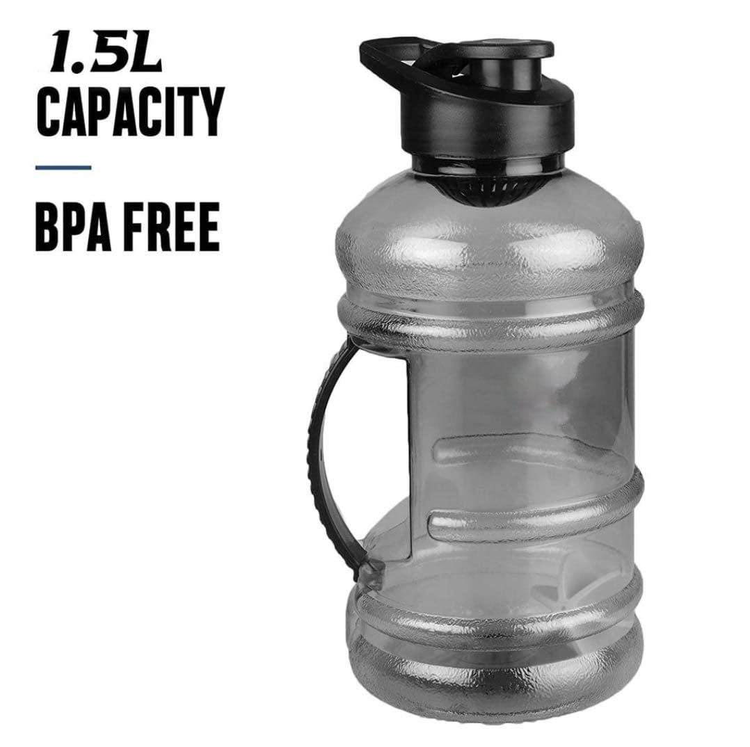 1.5 Litre Water Bottle - Now With Easy Drink Cap - Durable & Extra Strong - Bpa Free - Ideal For: Gym, Dieting, Bodybuilding, Outdoor Sports, Hiking & Office
