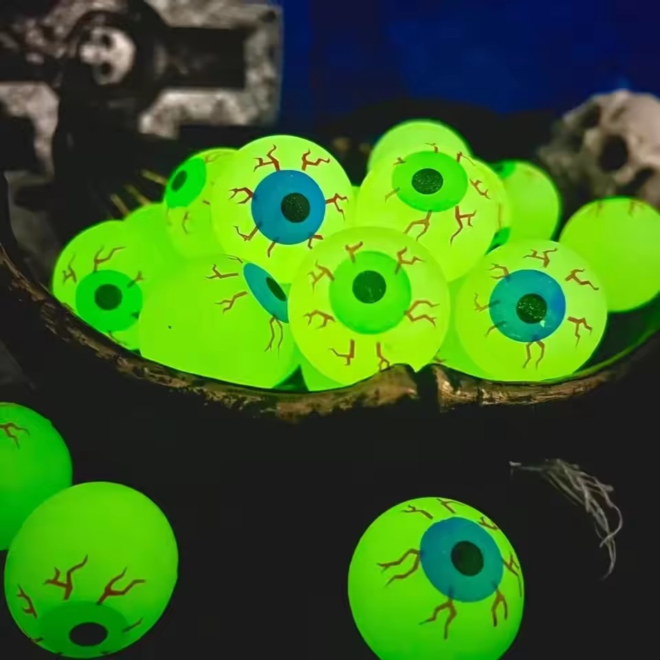 5/10/20/50pcs Glow in The Dark Eyeball 32MM Bouncy Ball Halloween Supplies Toys Horror Luminous Scary Ball Kids Toys Gift