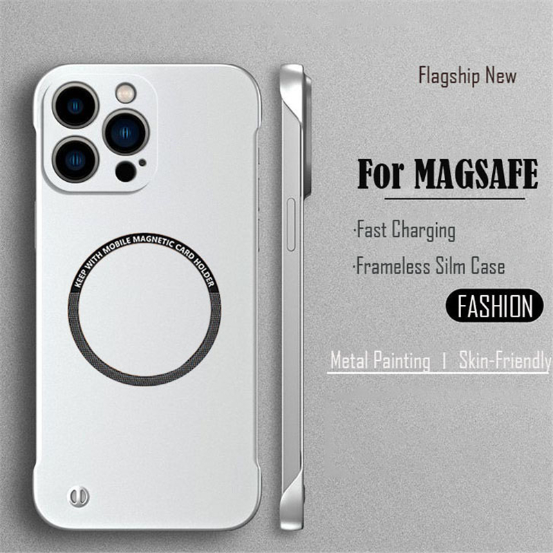 Luxury Ultra Thin Frameless Magnetic Case For Magsafe iPhone 14 13 Mini 14 13 Pro Max Wireless Charge Hard PC Matte Phone Cover