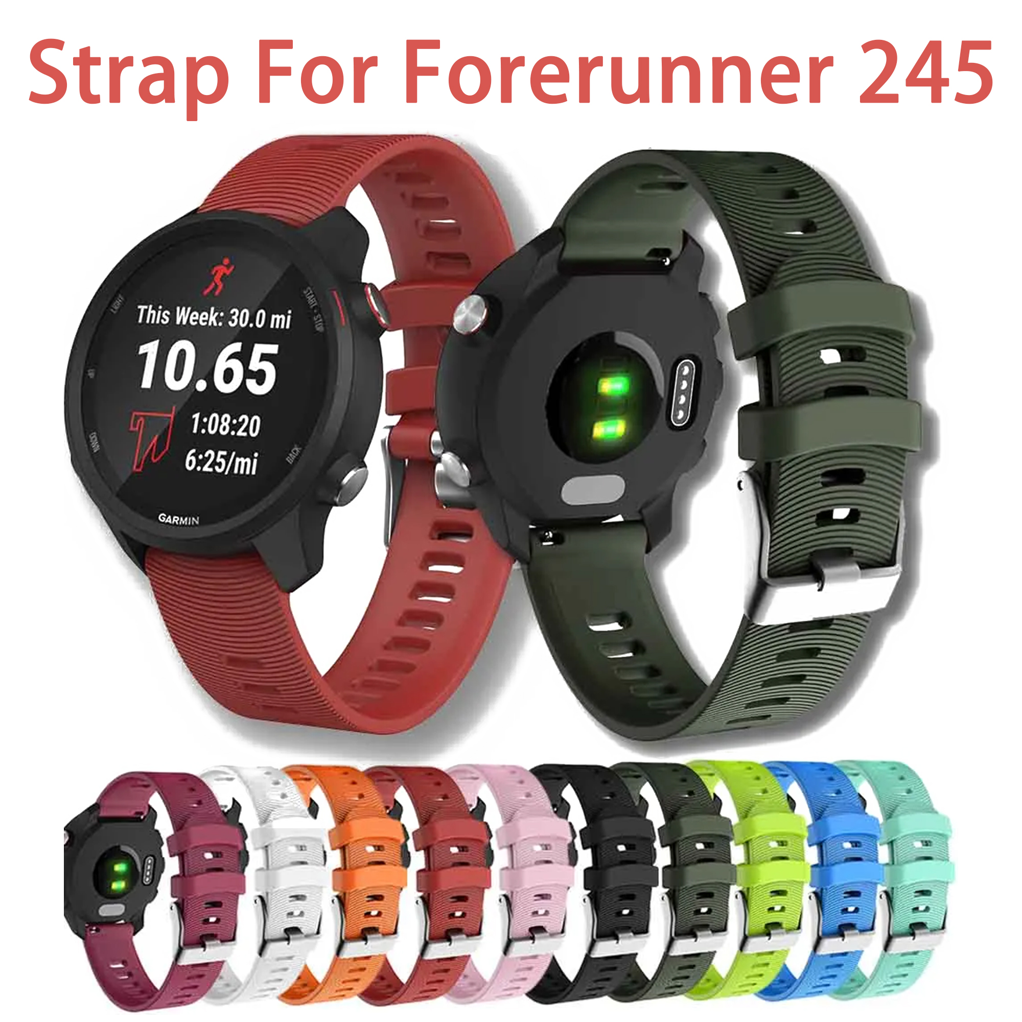 Strap for Forerunner 245 Original Band 20mm Sport Bands Women Bracelet Girls Silicone Accessory for Forerunner 165