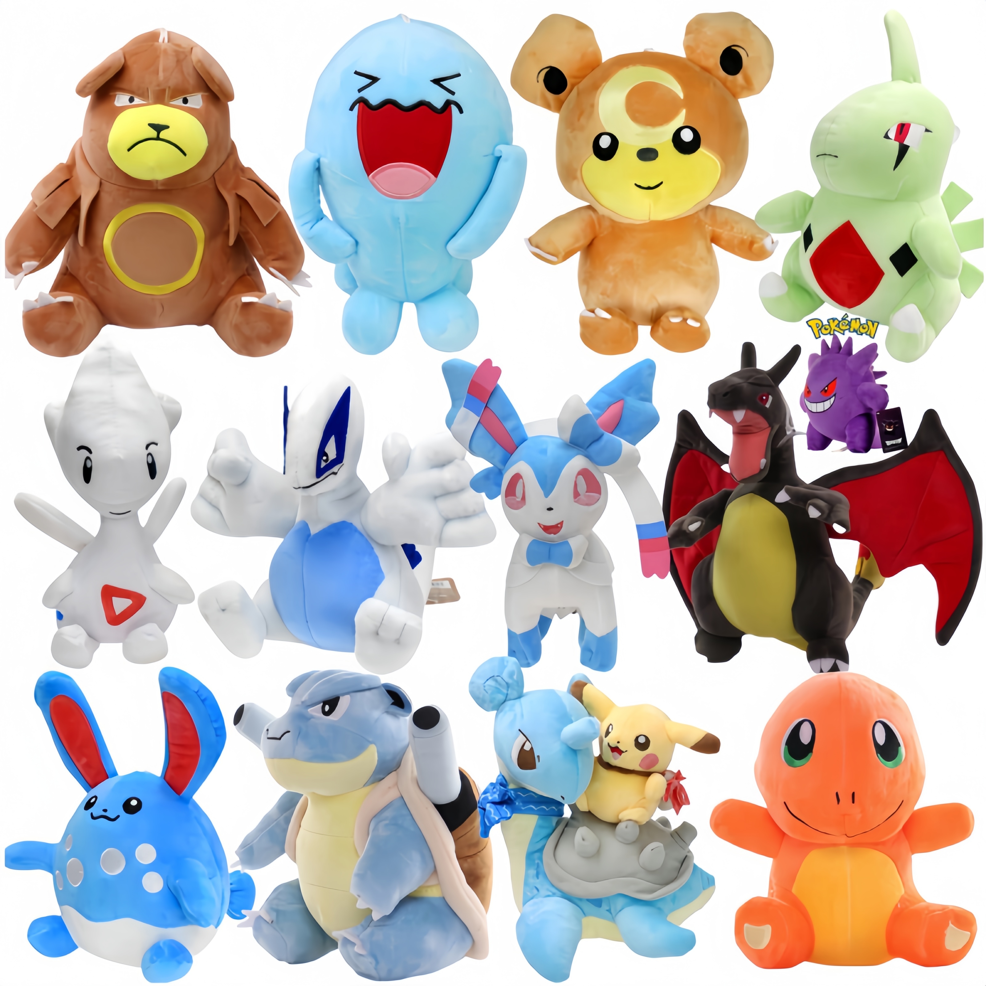 70 Styles Pikachu Peluche Togetic Teddiursa Azumarill Pokemon Blastoise Plush Toys Lapras Charmander Sylveon Stuffed Doll