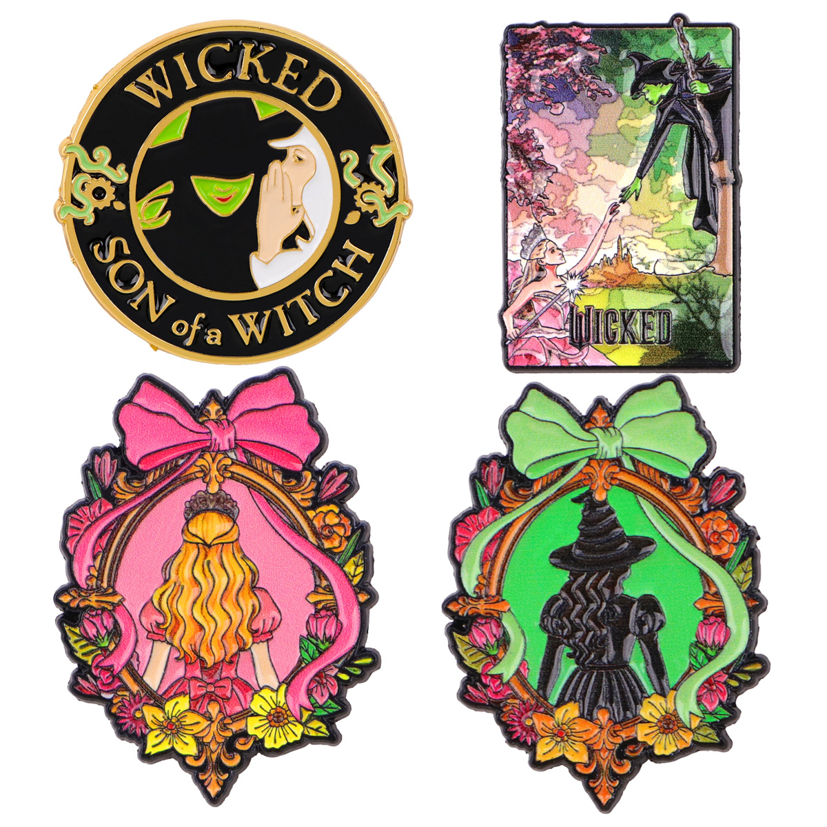 Mix 1-3pcs/set Princess and Witch Enamel Pins Pink and Green Metal Brooch Backpack Collar Badges Fashion Jewelry Collection