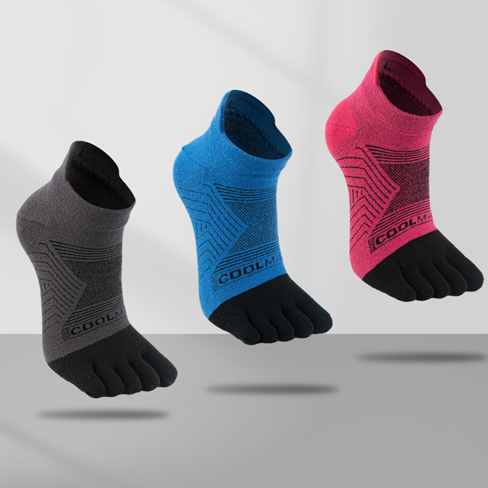 1/4/6 PAIRS COOLMAX Sports Socks Breathable Elastic 5 Toes Sports Socks Quick Drying Wicking Moisture Athletic Running Socks