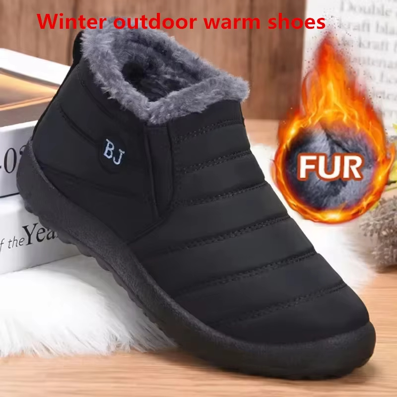 New Men's and Women's Waterproof Winter Boots Plush Snow Boots Warm Couple Cotton Couple Thick soled Shoes Outdoor Warmth