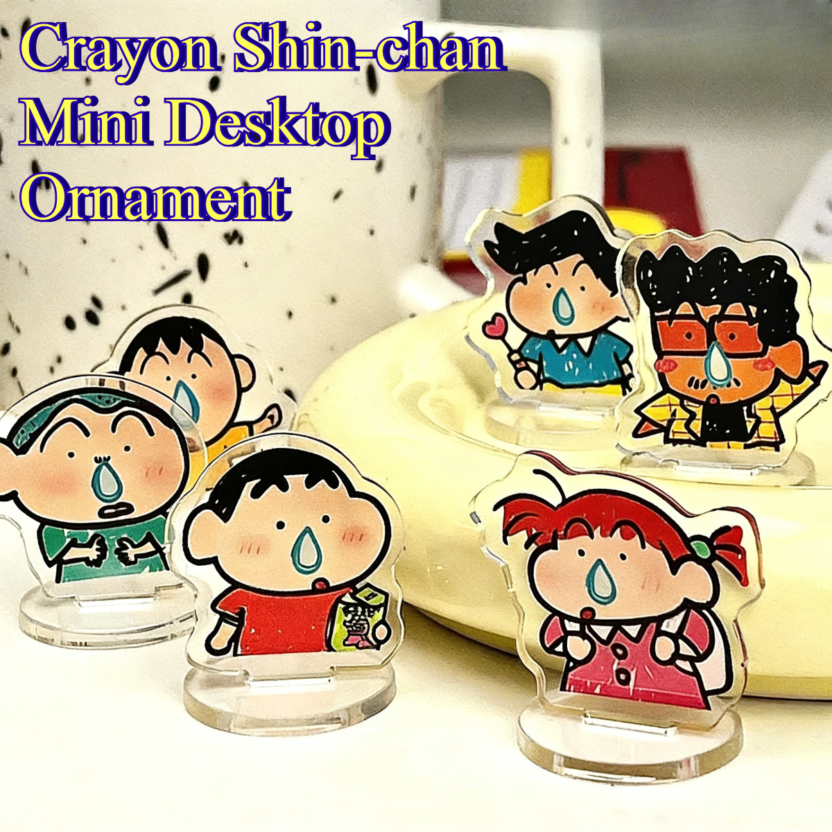 1/6PCS New Crayon Shin chan Anime Cartoon Cute Acrylic Standee Mini Plaque for Desk Decoration Mini Stand Ornament 2026 Toy