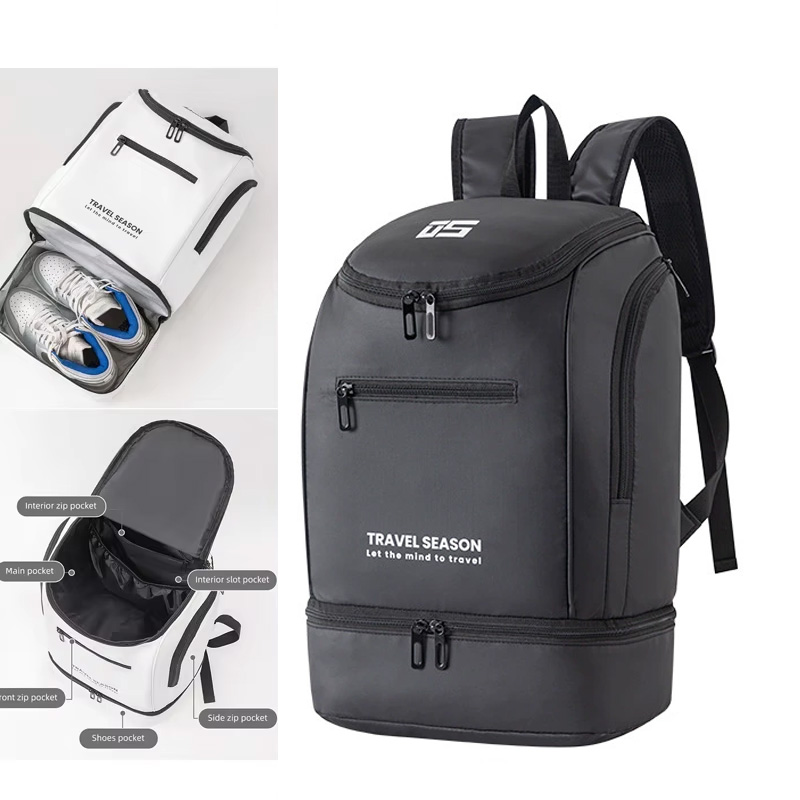 Badminton Racket Backpack Sports with Shoes Pocket Racket Sports Travel Training Bag College Laptop Schoolbag Gym Fitness Bag
