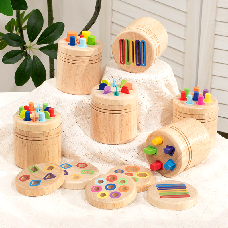 Children's Wooden Color Shape Classification Cup Geometric Cognition Matching Game Teaching Aid Educational Toys For Kids