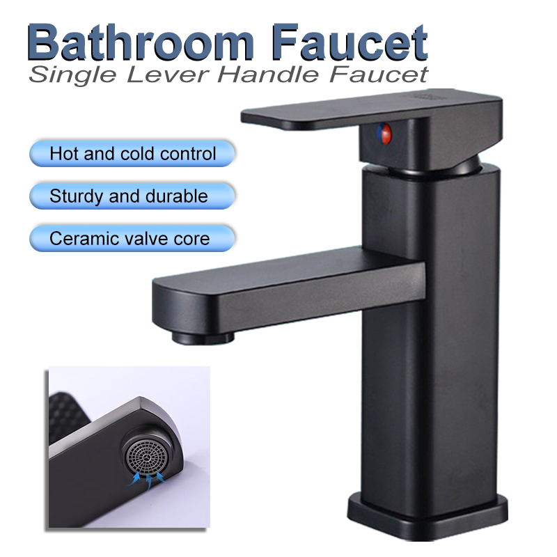 Black Basin Faucet Bathroom Sink Faucet Stainless Steel Washbasin Tap Hot Cold Water Sink Mixer Bathroom Crane Tap