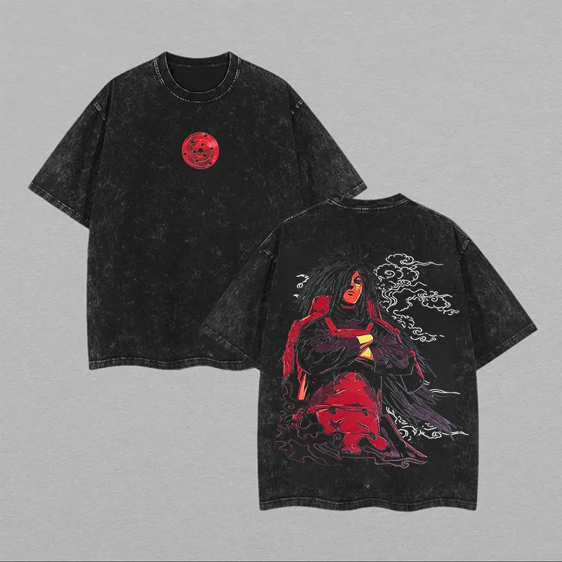 Tobirama Senju T-shirt Naruto Manga Tee Vintage Washed Oversized Retro Anime Harajuku Streetwear Mens Graphic Clothes Top Hot