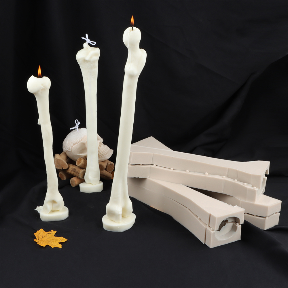 Human Bone Silicone Candle Mold 3D Physical Bone Silicone Resin Epoxy Molds DIY Handmade Bone Gypsum Silicone Mould Easter Decor