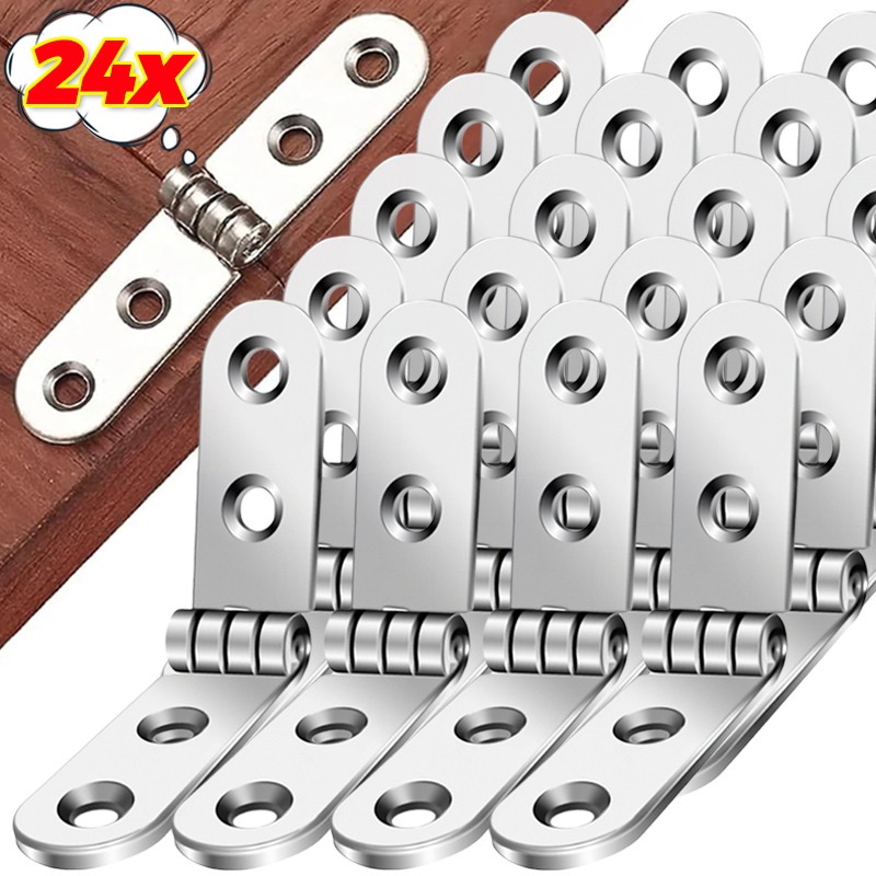 24/2PCS Cabinet Folding Hinges Flap Metal Heavy Duty Screw-On Hinges For Cabinets Rounded Corner Buffer Hinge Furniture Hardware