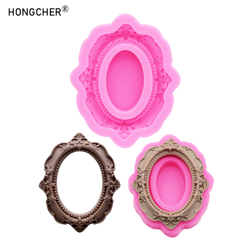 Vintage Embossed Lace Frame Mold Picture Frame Silicone Mold for Cake Decorating Chocolate Clay Drip Glaze Mold