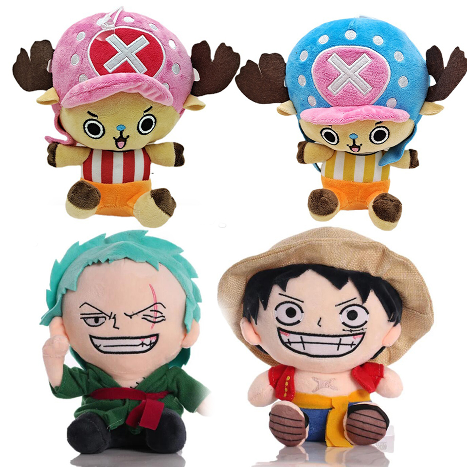 20cm OnePiece Anime Figure Zoro Luffy Chopper Plush Toys Cute Cartoon Plushie Stuffed Dolls Pendant Kids Xmas