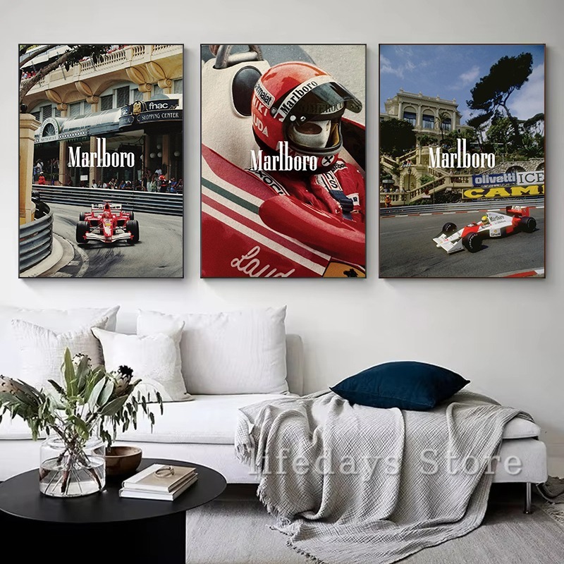 Canvas Painting Vintage Monaco Modern Fashion Racing Sports Car Photo Poster Print Wall Art For Room Home Decor Wall Decor