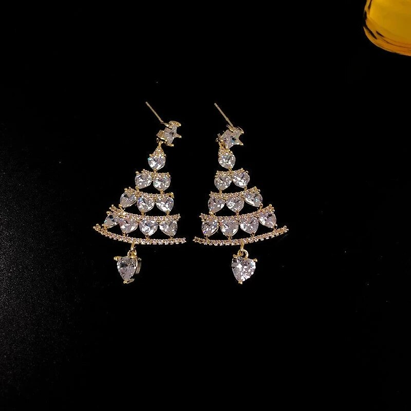 1 Pair Of Fashionable And Beautiful Gold Plated Bow Wind Chimes Tree Of Life Heart Of Spades Simple Style Earrings