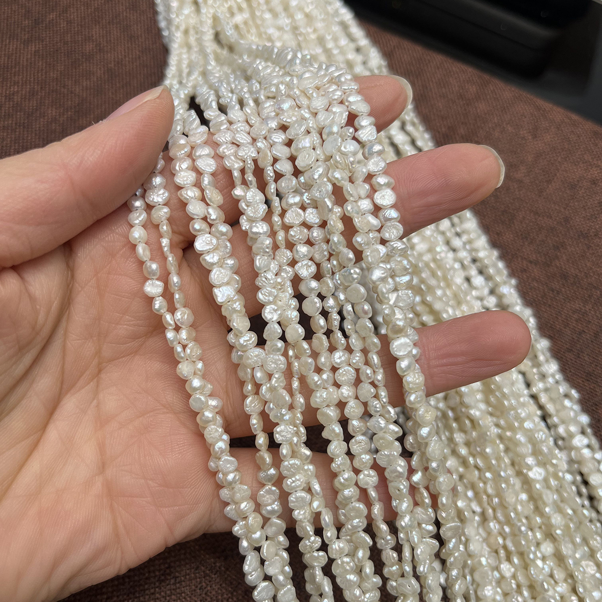 Natural Pearls 2-2.5mm Rice Irregular Freshwater White Necklace Semi-Finished DIY Materials Accessories Wholesale Jewelry