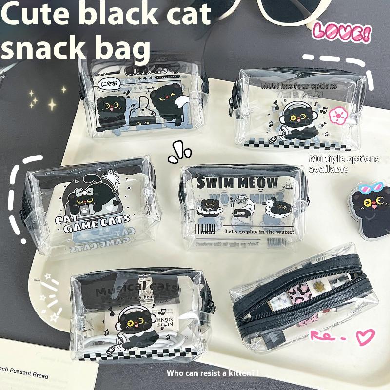 Cute Mini Transparent Kitten Coin Purse Fashion Summer PVC Clear Wallet Women Lipstick Earphone Key Credit Card Storage Bag