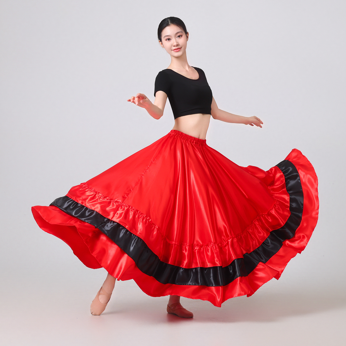1PC Color Block Full Circle Maxi Skirt Women Belly Dance Flowy Boho Long Skirt Satin Lightweight Summer Beach Party Skirts