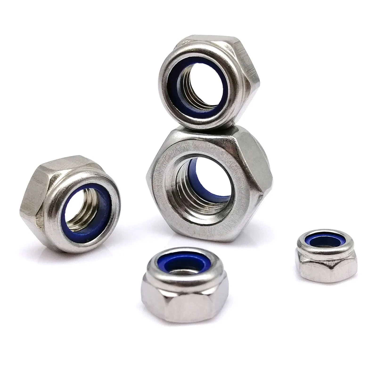 BLK 304 DIN985 SS A2-70 Stainless Steel Black Hex Nylon Insert Lock Nut Self-locking Locknut M3 M4 M5 M6 M8 M10 M12