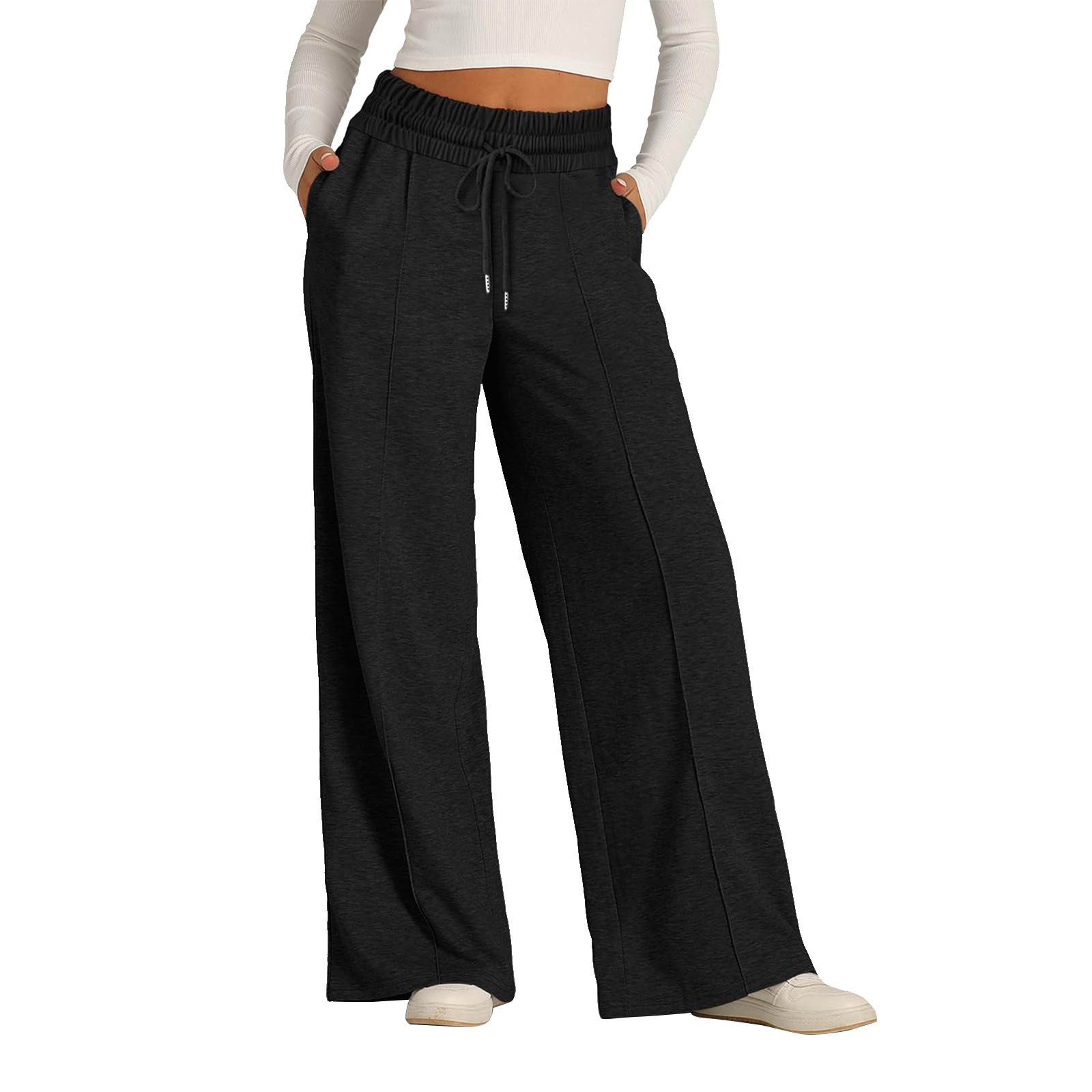 Women Long Pants 2026 Spring Summer Straight Long Elastic Waist Wide Leg Women long trousers Casual Soft Knitted Yoga Pants