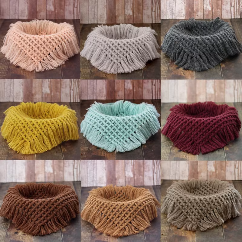 50*50cm Newborn Photography Props Blanket Posing Cushion Background Wool Knitting Blanket Baby Photo Studio Clothing