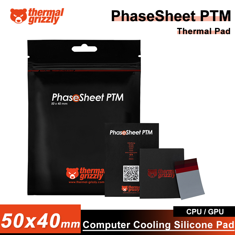 Thermal Grizzly PhaseSheet PTM CPU Thermal Pad Phase Change Silicone Grease Sheet 50x40mm