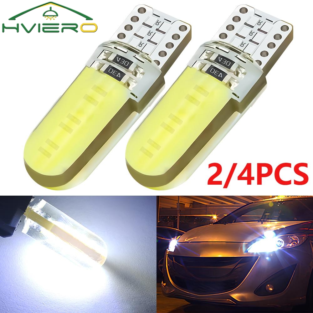 4Pcs 194 COB Bulb Silica Gel Waterproof Wedge Lights Auto Marker Reading Dome Lamps Car Parking Bulbs 12V LED Cob Retrofitting