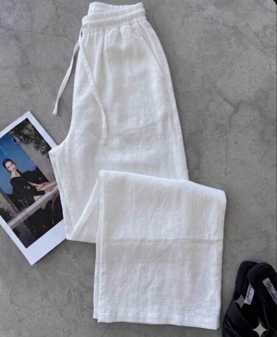 Women's High Waist Wide Leg Lenin Pants - Summer Casual Loose Fit Straight Trousers with Deep Pockets for Girls. Lenin Pants for Women⁠ / ⁠Linen Pants⁠ ⁠Ladies High Waist Pants⁠  ⁠Wide Leg Pants for Women⁠
