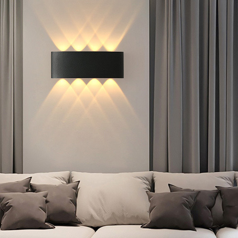 Modern Simple Up And Down Luminous Plastic Wall Lamp Indoor LED Double Head Spotlight Room Stairway Aisle Warm light Lamps