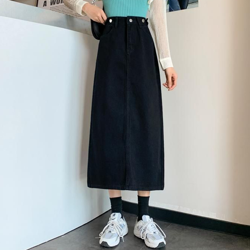 2026 Lady Summer High Waist Back Slit Skirts Hot Sale Fashion Girls Mid-Long Skirts Women Korean Thin Denim Dress