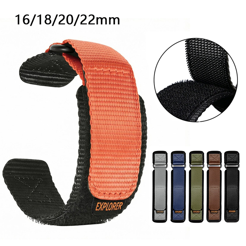 Nylon Weave Watchband Men Women Hook and Loop Outdoor Sport Watch Band Universal Waterproof Bracelet Strap 16mm 18mm 20mm 22mm