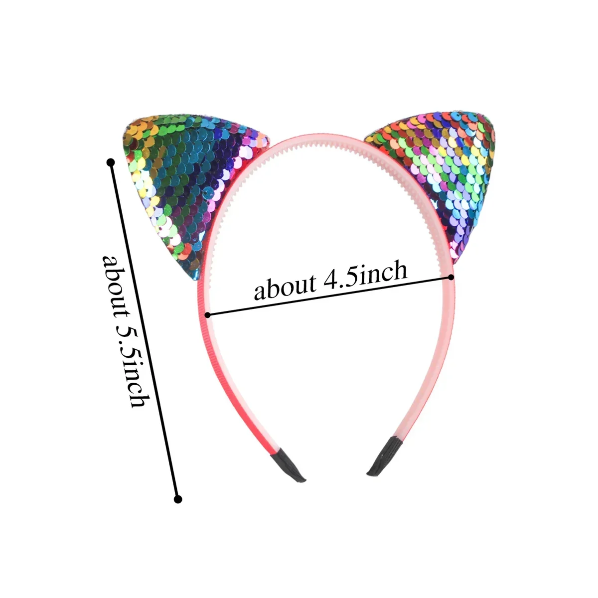 1pcs Cute Glitter Sequin Cat Ear Headband for Girls & Women - Fashionable Hairband for Parties Birthdays Daily Wear