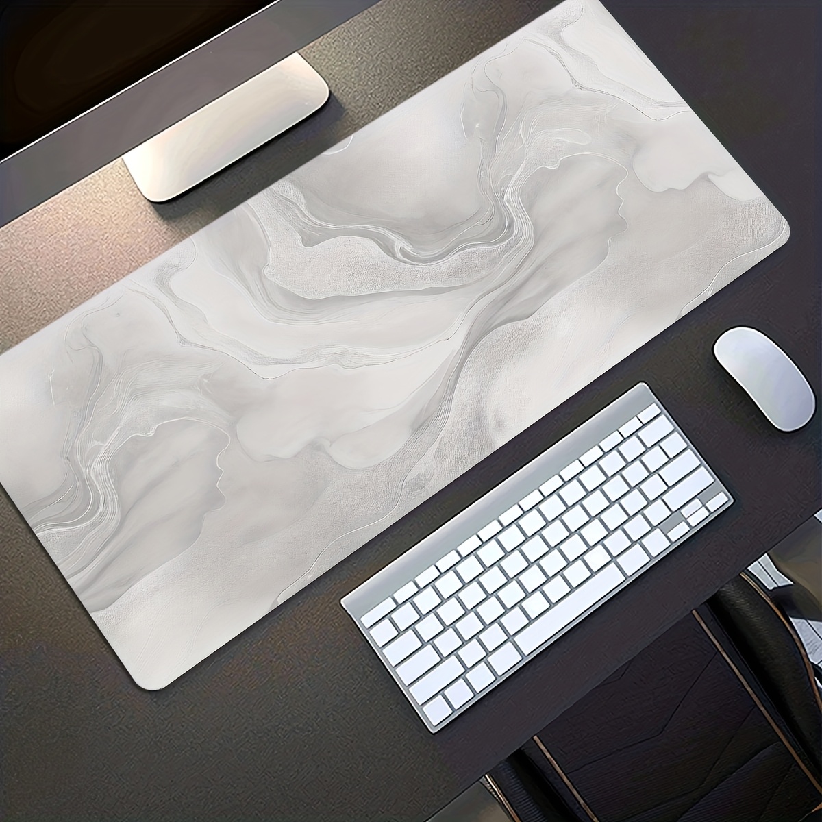 Non-Slip Washable Dark Gray Oversized Desk Mat Precision Edges Extended Gaming Mouse Pad for Work Leisure