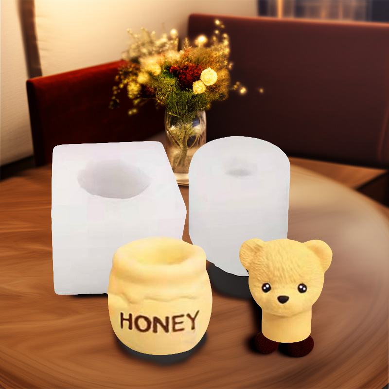 1 piece, Teddy Bear Aromatherapy Candle, Foolish Bear Mold, Handmade Bear Honey Can, Gypsum Candle, Silicone Mold black thai honey