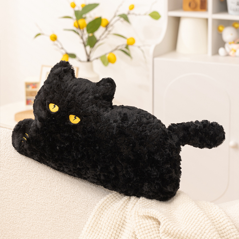Cute Animal Stuffed Plush Toys Black Cat Husky Home Sofa Cushion Bedroom Lumbar Pillow For Sleeping Companion Dolls