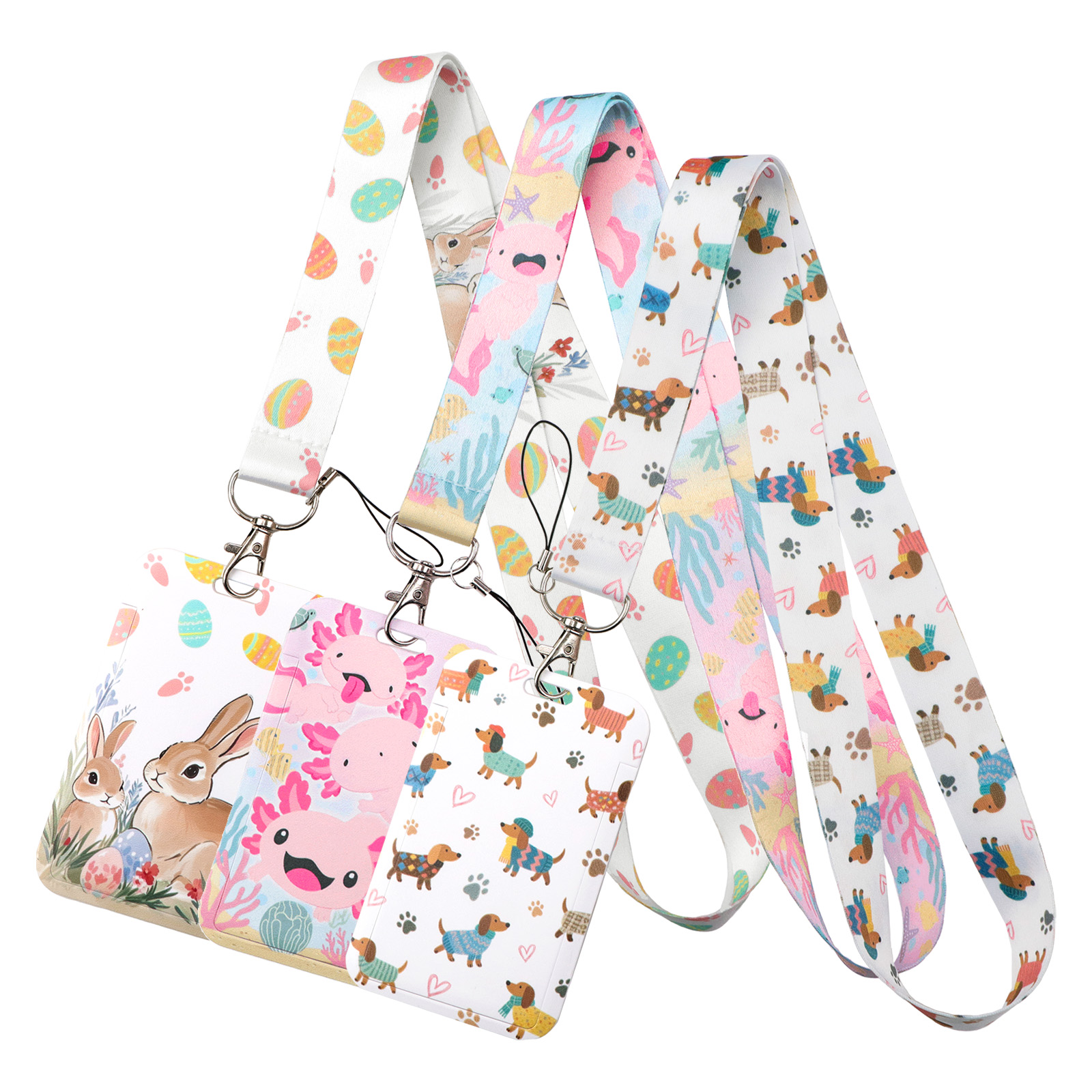Cute Cartoon Animals Lanyard Neck Strap Keychain ID Card Cover Badge Holder Mobile Phone Hang Rope Keyring Accessories