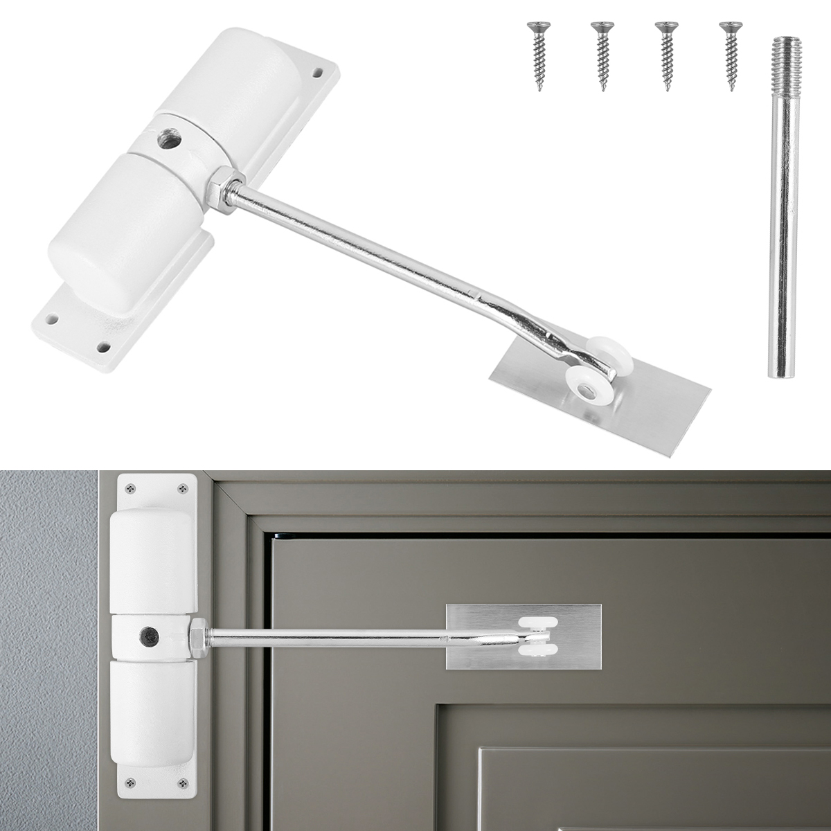 2/1PCS Automatic Door Closer Adjustable 30kg Spring Door Closer Door Hardware for Left-Handed Right-Handed Doors