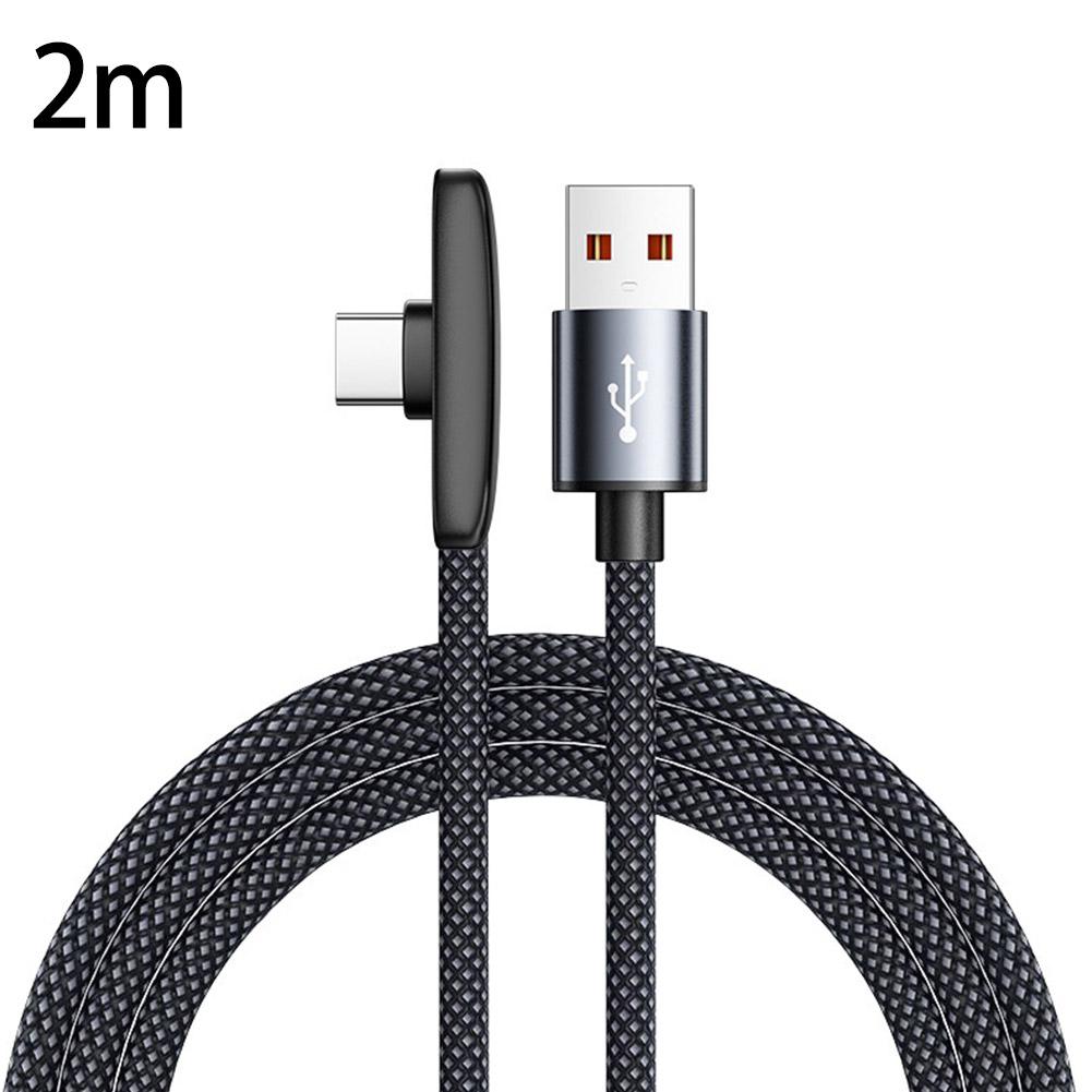 1m/1.5m/2m 100W Type C Charger Cable Braided Fast Charging 90 Degree Right Angle for Gaming Phones Bend Test Durable