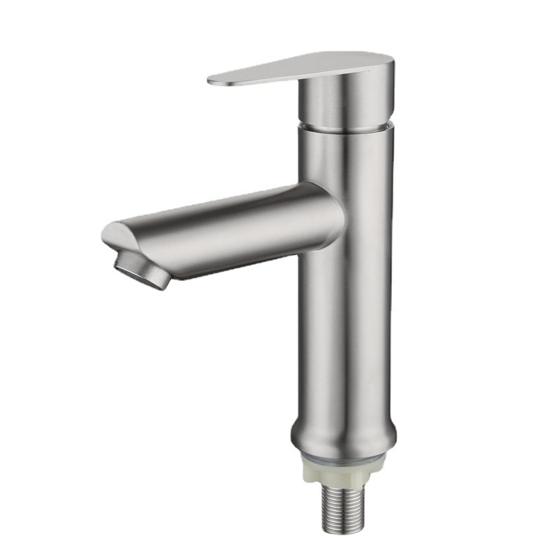 Faucet 304 Stainless Steel Single Cold Water Black Sier Color Deck Mounted Lengthening and Raising Basin Sink Tap