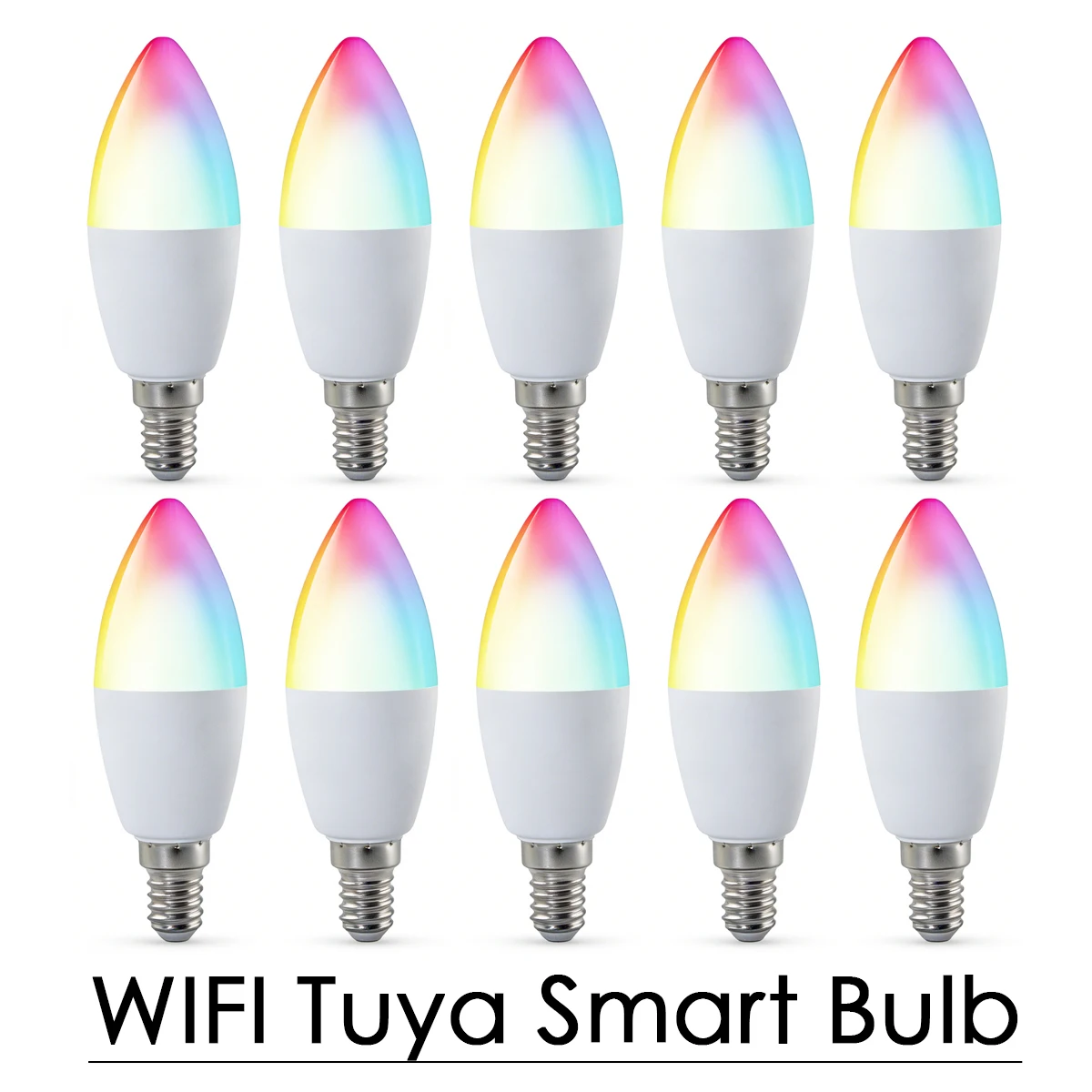 C37 LED Candle Lamps WIFI Bluetooth RGB CW WW Bulb Tuya Smart 110V 220V 6W E14 APP Control Lights Life Home Group Crystal Lamps