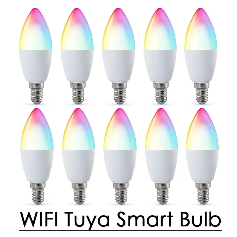 C37 LED Candle Lamps WIFI Bluetooth RGB CW WW Bulb Tuya Smart 110V 220V 6W E14 APP Control Lights Life Home Group Crystal Lamps