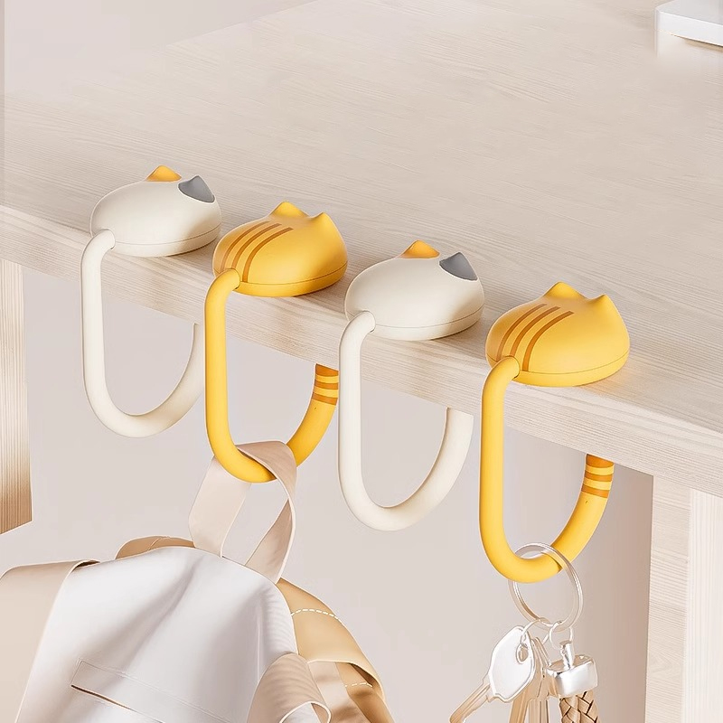 Cute Cat Tail Purse Hook Portable Multifunctional Table Purse Bag Hooks for Home School Saving Space