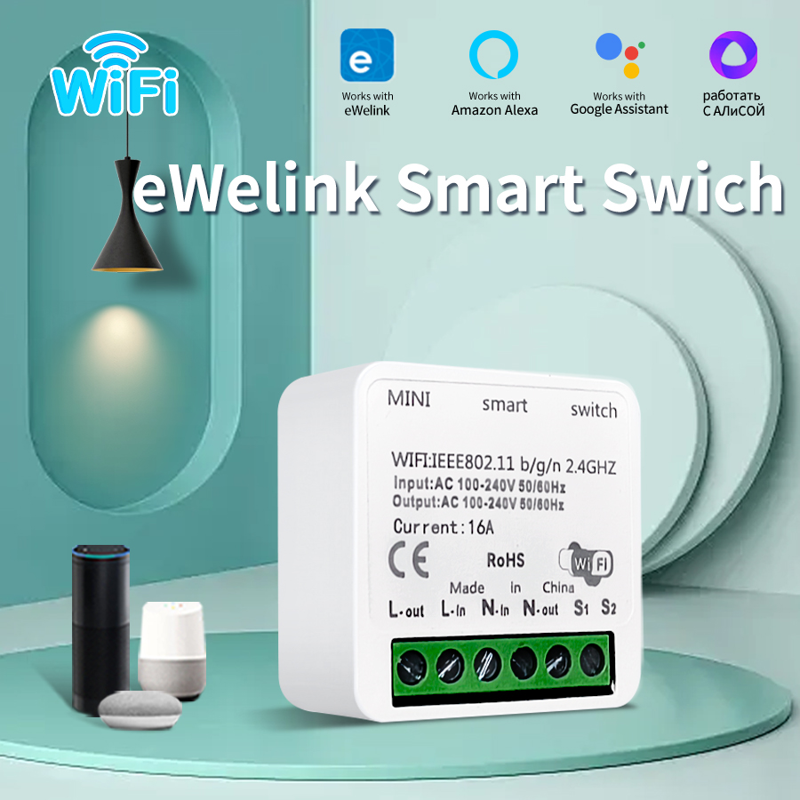 eWelink Smart Switch Module Wifi Light Switch for Alexa Home Yandex Remote Control Automatic Relay Breaker 100-240V 16A