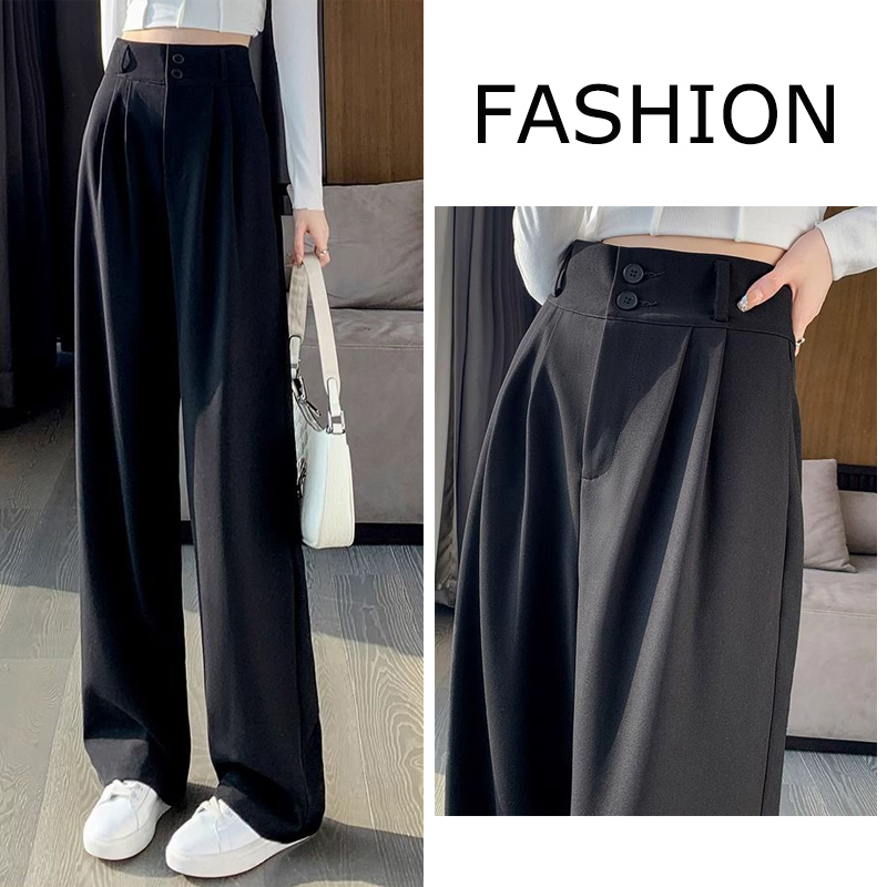 Lady Baggy High Waist Suit Pants Women Classic Designer Straight Leg Trousers Girls Fashion Casual Daily Slacks