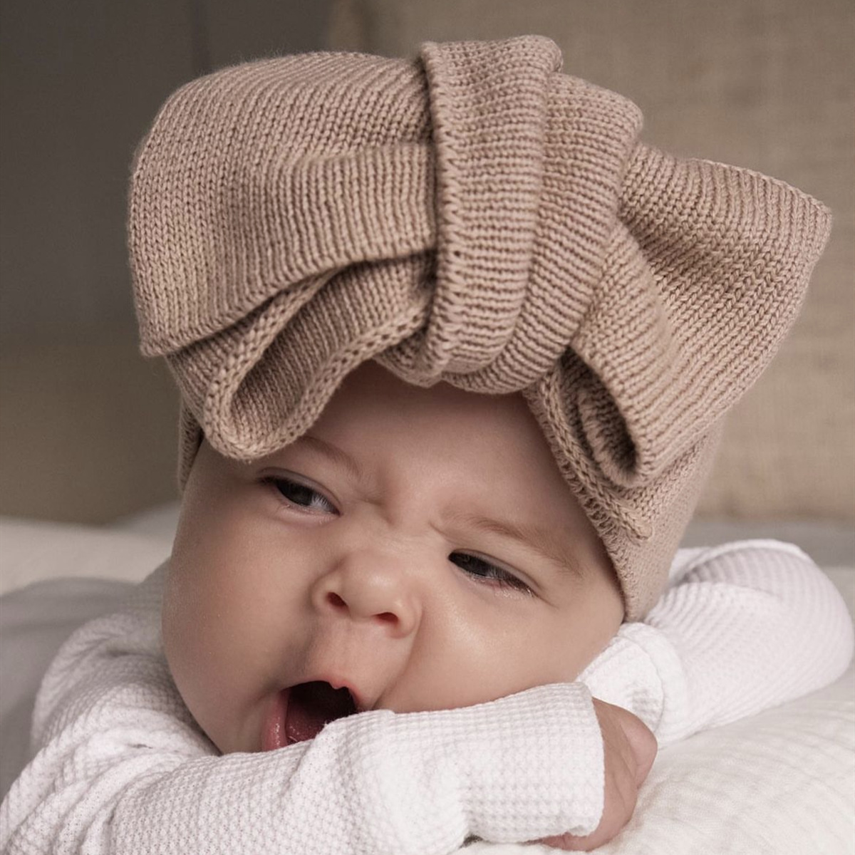 Striped Knitted Large Bow Headband Newborn Fashion Hair Accessory Props Double Layered Elastic Hairdband Made Of Children's Yarn