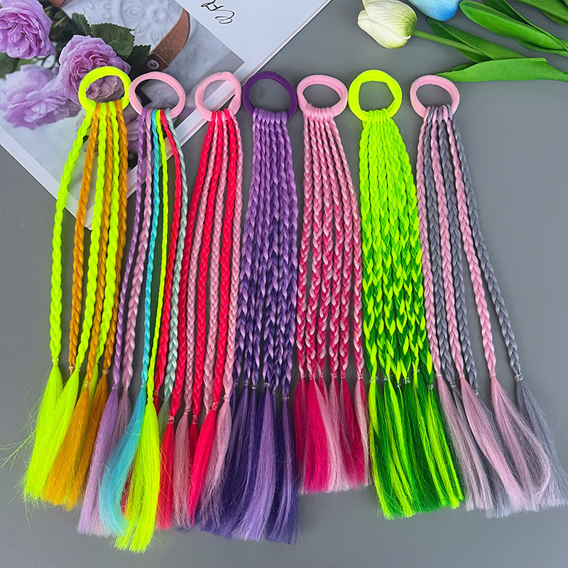 1PCS New Girls Colored Dirty Braids Ponytail Headbands Bands Hair Bands Lovely Headwear Kids Hair Accessories