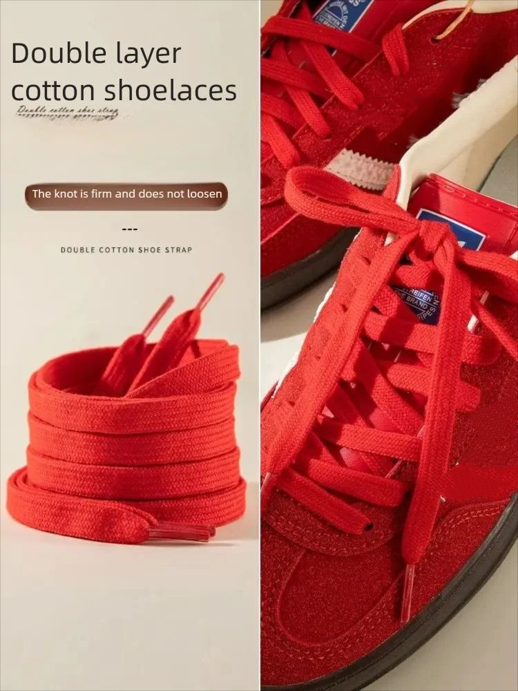 New Classic Pure Cotton Shoelaces Flat Shoelaces Sports Canvas Shoelaces for Men and Women Width 0.8cm Length 100/120/140/160cm