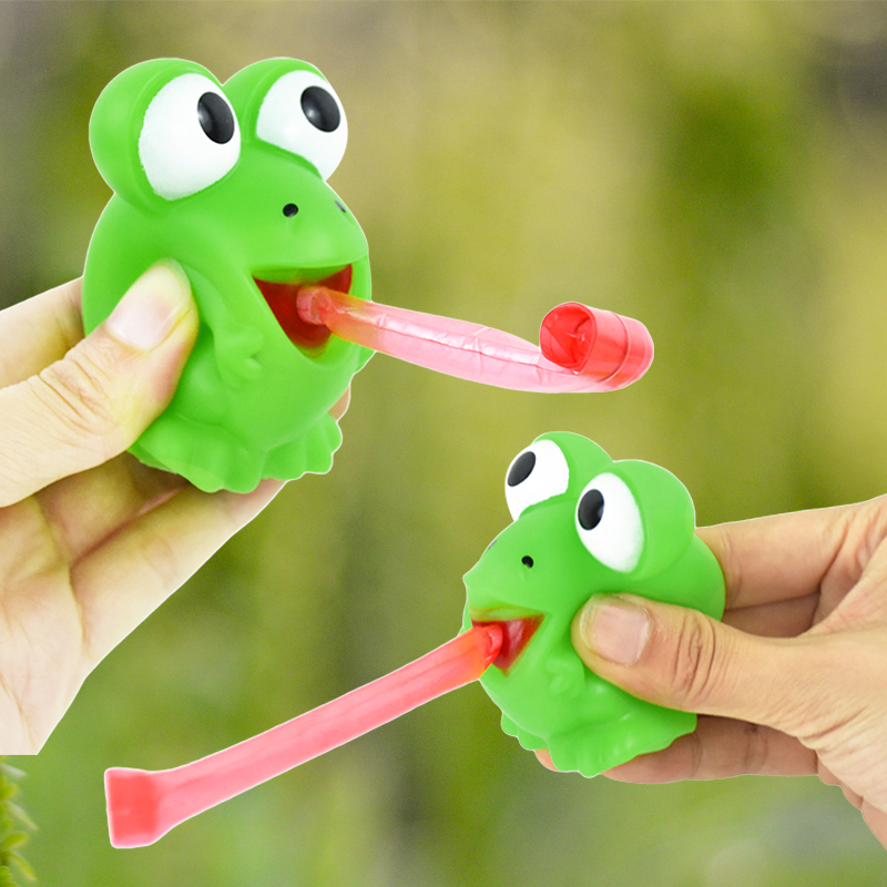 1pc Funny Squeeze Frog Dinosaur Mouth Tongue Game Kids Favors Relieve Stress Fidget Toys Wedding Birthday Party