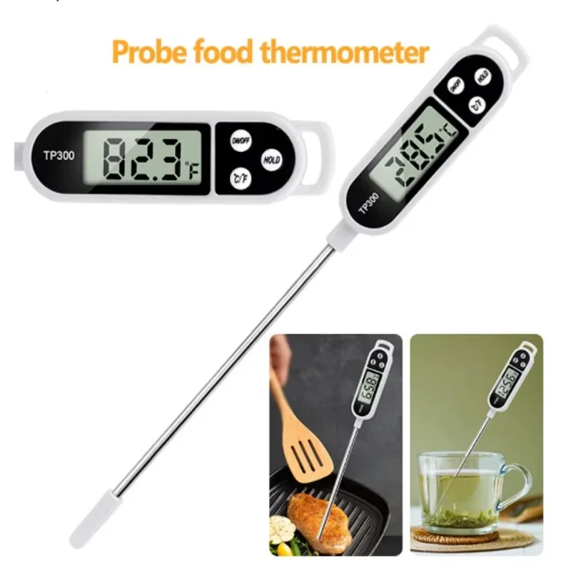 Digital Instant Read Meat Thermometer Kitchen Cooking Food Thermometer for Oil Deep Fry BBQ Grill Smoker Thermometer(No Battery)